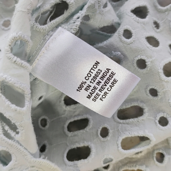 Calypso St. Barth Eyelet Top Womens Large Light Blue Flutter Sleeve Vacation - Picture 6 of 11